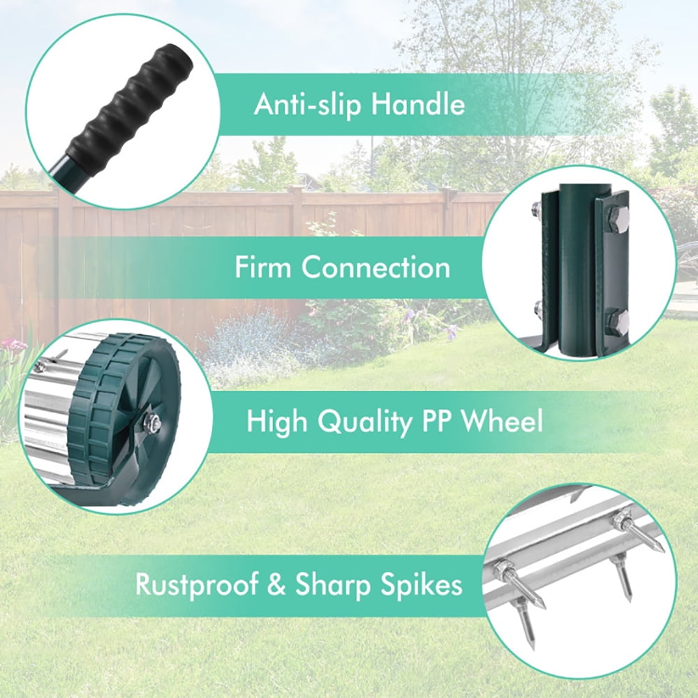 Kadyn Yard Roller,Lawn Roller, Sod Roller, Lawn Care Tools, 18 Inch Rolling Lawn Aerator with Anti-slip Handle and Tine Spikes