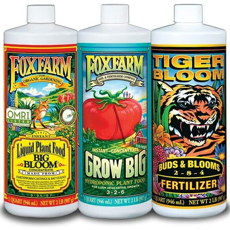Fox Farm Liquid Nutrient Kit, Grow Big, Tiger Bloom, Big Bloom, 32 Oz (Pack of 3)
