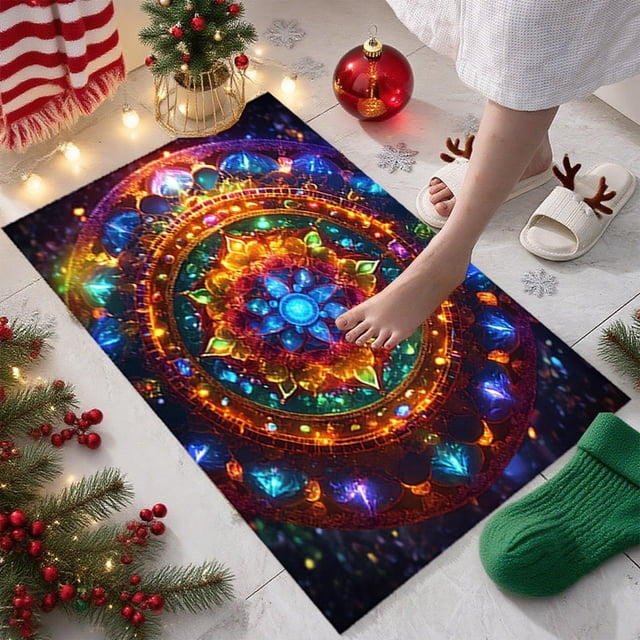 Uuiauoio Christmas Rugs Washable Entryway Rug, Soft Non-Slip Christmas Doormat Print Small Kitchen Rug, Xmas Holiday Decor Indoor Throw Carpet for Bathroom Entrance