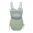 thumbnail image 3 of CAICJ98 Womens Swimsuits Women's One Piece Swimsuit Color Block One Shoulder Bowknot Bathing Suit Green,L, 3 of 4