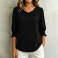 thumbnail image 3 of Cilsoka 3/4 Length Sleeve Womens Tops Asymmetric Square Neck Dressy Casual Blouses Business Work Shirts with Smocked Cuffs, 3 of 6