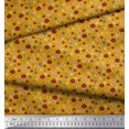 thumbnail image 2 of Soimoi Gold Modal Satin Fabric Flower Artistic Print Fabric by the Yard 42 Inch Wide, 2 of 3