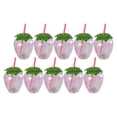 thumbnail image 3 of 10 Vasos Para Beber Con Y Diseño De Fresa Para Niños, Para Cumpleaños En El Hogar Hawaiano, Transparentes Claro, 3 of 8