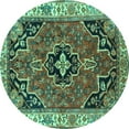 thumbnail image 1 of Ahgly Company Indoor Round Oriental Turquoise Blue Traditional Area Rugs, 5' Round, 1 of 4
