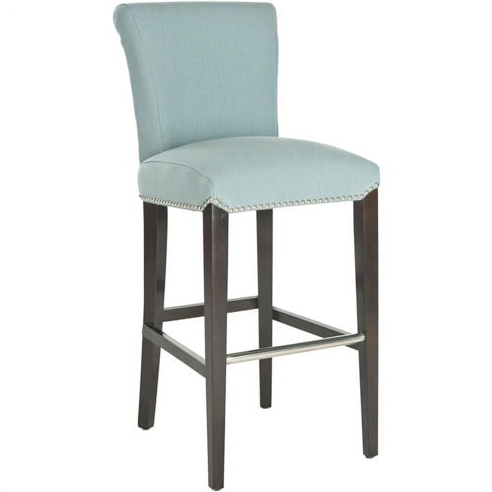 SAFAVIEH Seth Transitional Glam Bar Stool with Footrest, Sky Blue