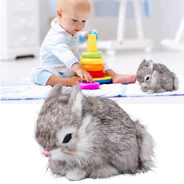 Estatuilla de Conejo Realista para Niños Lindo Conejito de Piel Sintética Esponjosa con Apariencia Real Accesorio Perfecto para la Decoración del Hogar ANGGREK Otros