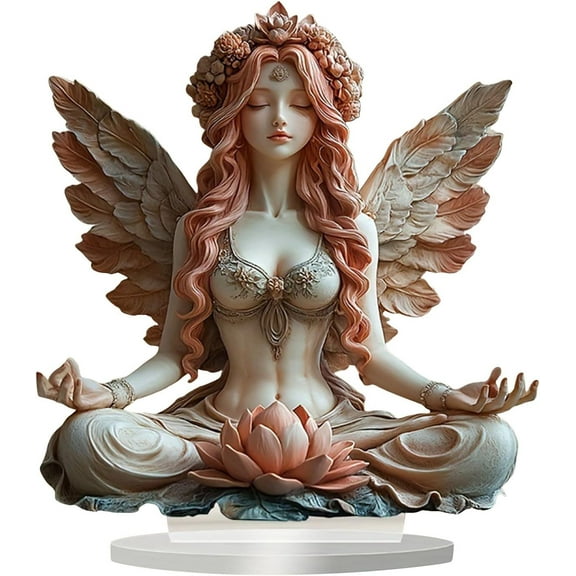 HomeKingdee Bohemian Sign Flower Fairy Desktop Ornaments 2D Flat Statue Figurine with Base Gifts for Bedroom Holiday Home Decoration