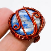 Lapis Lazuli Gemstone Wire Wrapped Handcrafted Copper Jewelry Ring 6.50" SA 668