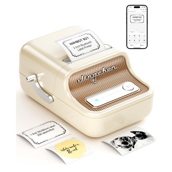 NIIMBOT B21 Label Maker Inkless Bluetooth Label Printer, 2 Inch Portable Label Machine for Small Business, Address, Logo, Clothing, Mailing, Candles, Jewelry, Sticker Pr