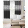 thumbnail image 2 of Black Morocco Blackout Curtains, Light Blocking Print Window Curtains, Grey Striped Middle Century Patterned Thermal Insulated Window Drapes for Living Room Kitchen Cafe 2 Panels, 55"W x 39"L, 2 of 9