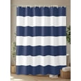 thumbnail image 4 of Shower Curtains for Bathroom-66"x72", Nautical Navy Blue and White Stripe Waterproof Bath Curtain Grommet Shower Curtain Set with Hooks, Modern Geometric Line Art Washable Bath Accessories, 4 of 6