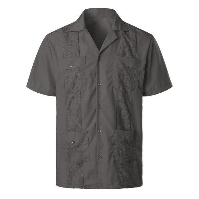 BOBOGOJP Chemise Homme Imprimée Décontractée à Manches Courtes Boutonnée pour la Plage, Gris TG