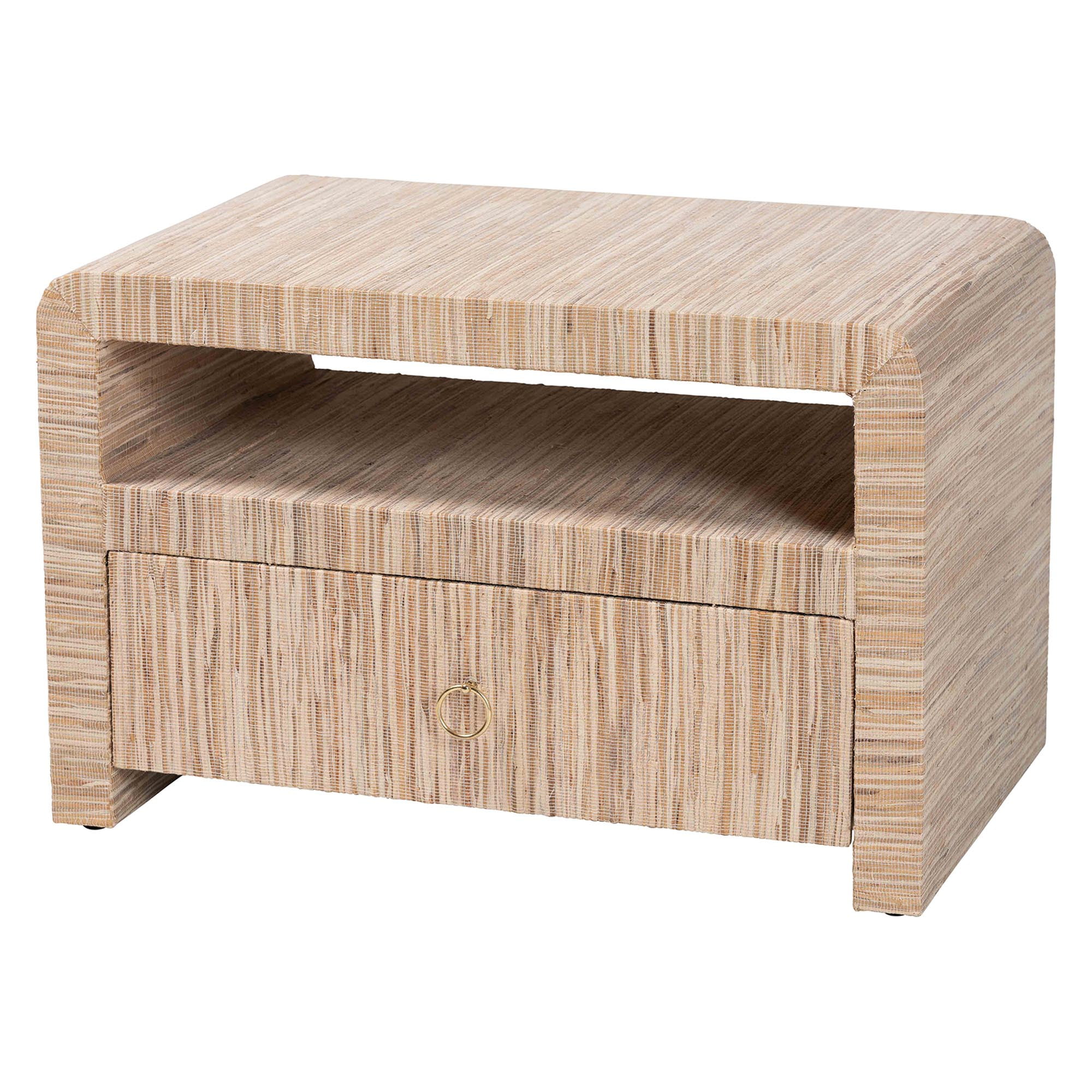 bali & pari Hannah Boho Nightstand, 1-Drawer, Natural