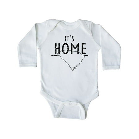 

Inktastic It s Home- State of South Carolina Outline Distressed Text Gift Baby Boy or Baby Girl Long Sleeve Bodysuit