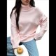 thumbnail image 1 of Suéter de Cuello Alto para Mujer, Jersey de Punto Grueso de Larga con Dobladillo Alto y Bajo, Top Moderno para Otoño e Invierno. Rosa XL, 1 of 9