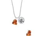 thumbnail image 2 of Delight Jewelry Resin Laughing Buddha Silvertone Script Initial Disc - R - Charm Necklace, 20"+3", 2 of 4