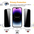 thumbnail image 2 of 8-Piece Privacy Screen Protector Set, 4 Camera Lenses, 4 iPhone 16 Pro Max 15/14/13/12/11 Protective Cases, Full Coverage 9H Tempered Glass for iPhone Screen - Ultimate Privacy and Protection., 2 of 5