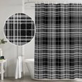 thumbnail image 5 of 54x78 Inch Shower Curtain Decorative Buffalo Plaid Bathtub Bath Curtains Fabric Waterproof Bathroom Decor, Black White Gray Farmhouse Gingham Striped Small Stall Shower Curtain Set with 12 Hooks, 5 of 7