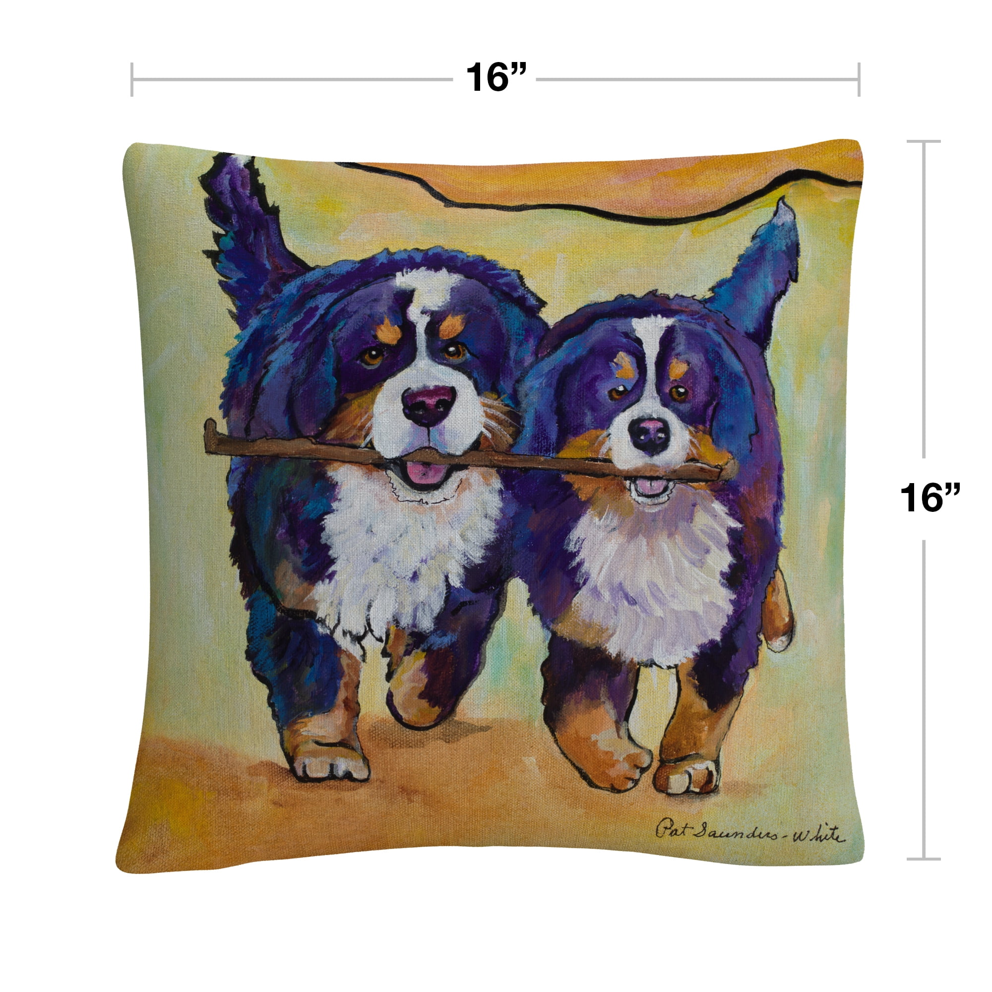 Stick Together' Bold Pets Animals By Pat Saunders-White 16 X 16 Decorative Throw Pillow