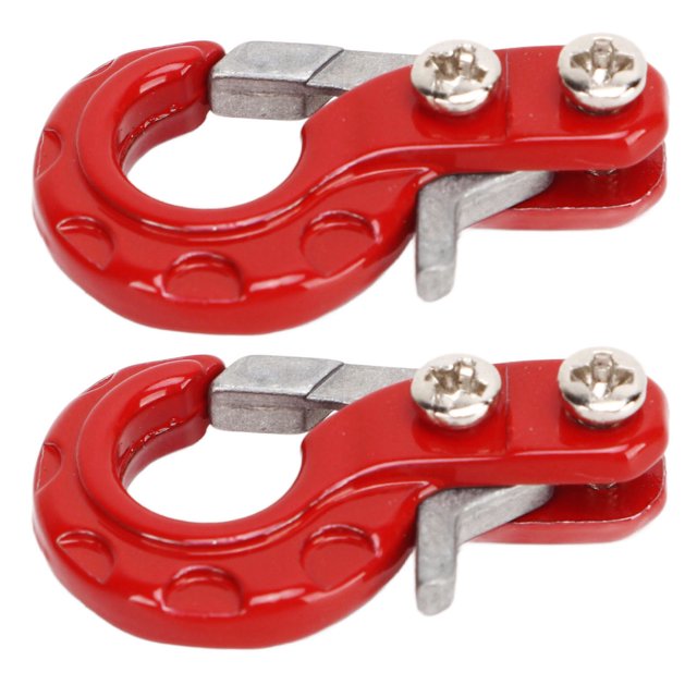 RC Trailer Hooks, Aluminum Alloy Standard Size Firm Structure Traction Rope Hook Easy Installation 2PCS For 1/10 Remote Control Cars Red,Blue,Black