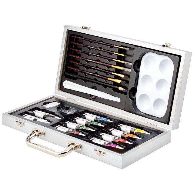 Juego de caja de madera para pintura de acuarela para principiantes