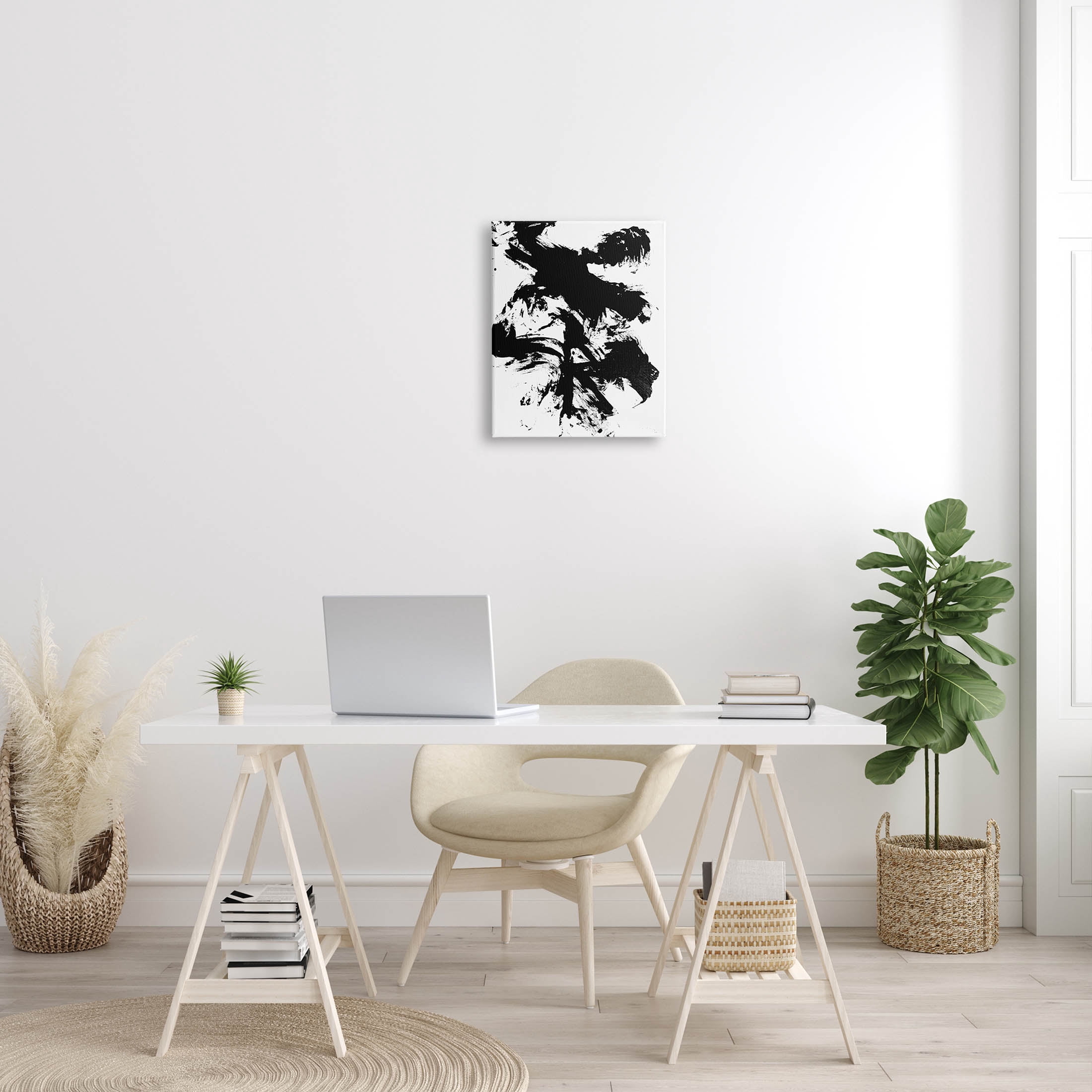 Modern Silhouette Brushed Shape Abstract Graphic Art Gallery Wrapped Canvas Print Wall Art