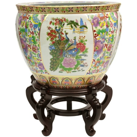 UPC: 0849527055076 | Oriental Furniture 20 Satsuma Birds & Flowers Porcelain Fishbowl