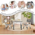 thumbnail image 5 of Kids Study Table and Chairs Set, Height Adjustable Toddler Table and Chair Set for Kids Ages 3-8, 23.6" L x 23.6" W Graffiti Desktop Plastic Children Art Table with 2 Seats, W-Grey, 5 of 5