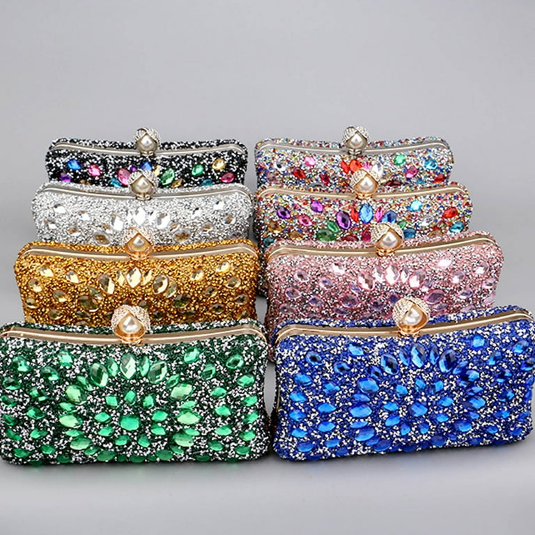KAWELL Pearl Clasp Crystal Clutch Purses for Women's Evening KAWELL Pearl Clasp Crystal Clutch Purses for Women's Evening