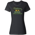 thumbnail image 3 of Inktastic In a While Crocodile with Cool Green Crock in Sunglasses Women's T-Shirt, 3 of 5
