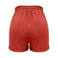 thumbnail image 5 of Womens Shorts Summer Fashion High Waist Straight Leg Sport Casual Loose Fit with Pockets Drawstring Elastic Band Leisure Pants Red L, 5 of 7