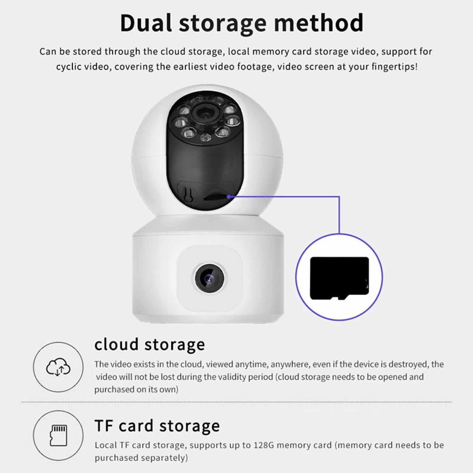 8MP WiFi IP Camera Dual Lens Baby Monitor Color Night Vision Human Automatic Tracking Video Smart Home