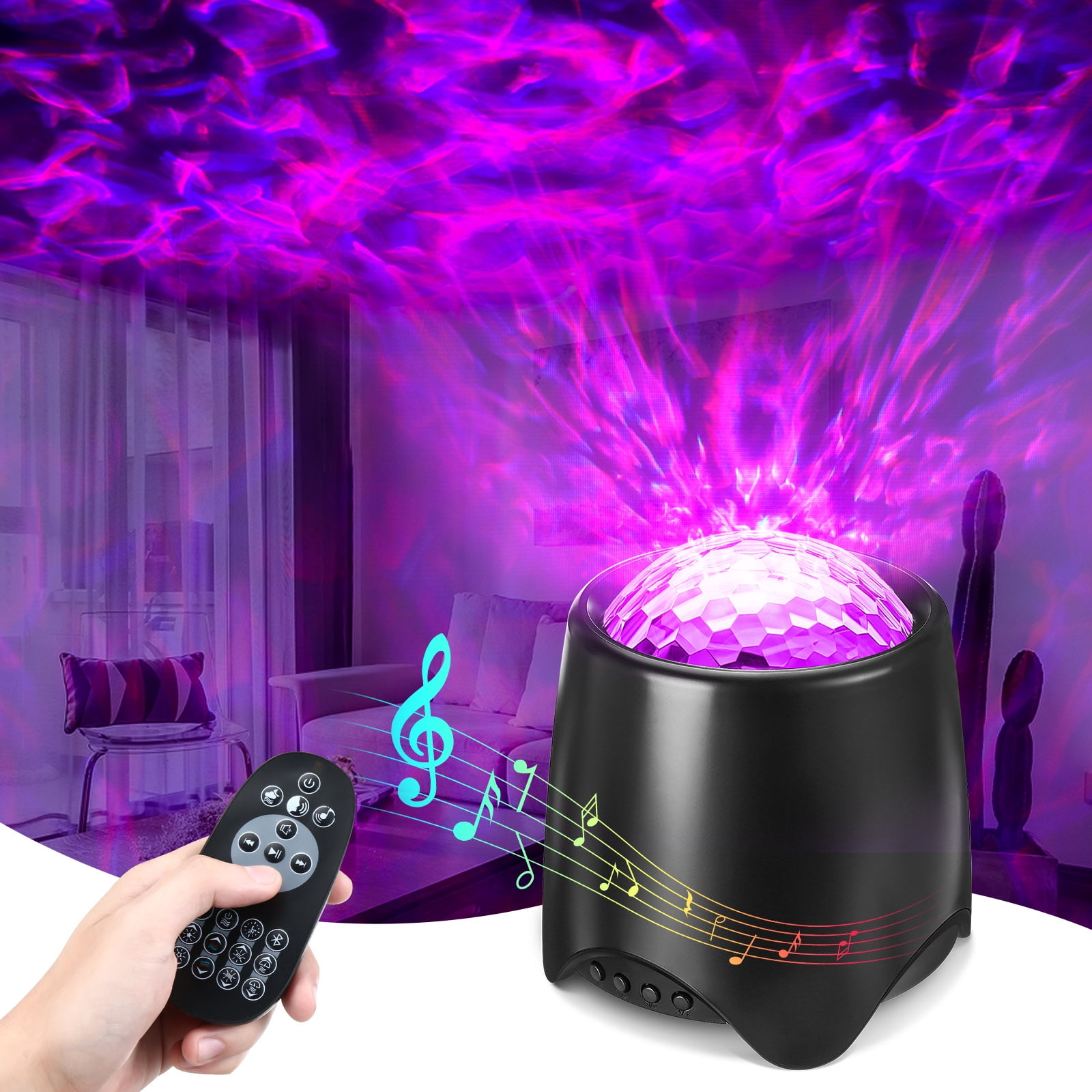 Elfeland Star Projector Night Light Galaxy Projector Ocean Wave Nebula Starry Projector with Remote Control White Noise Light Projector Skylight with