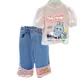 thumbnail image 5 of Conjunto de camiseta y pantalones vaqueros con estampado de dibujos animados para bebé, novedad de verano, ropa para niños, Top para niña, traje de moda, ropa para bebé, 5 of 5