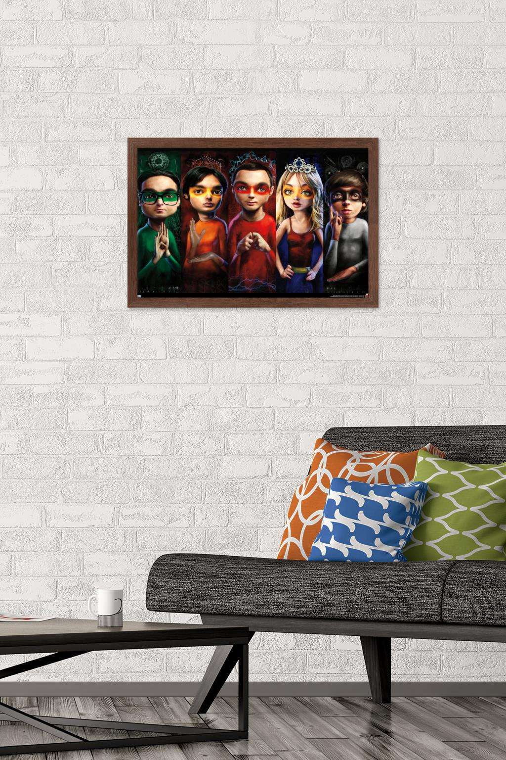 The Big Bang Theory - Faces Wall Poster, 14.725" x 22.375", Framed