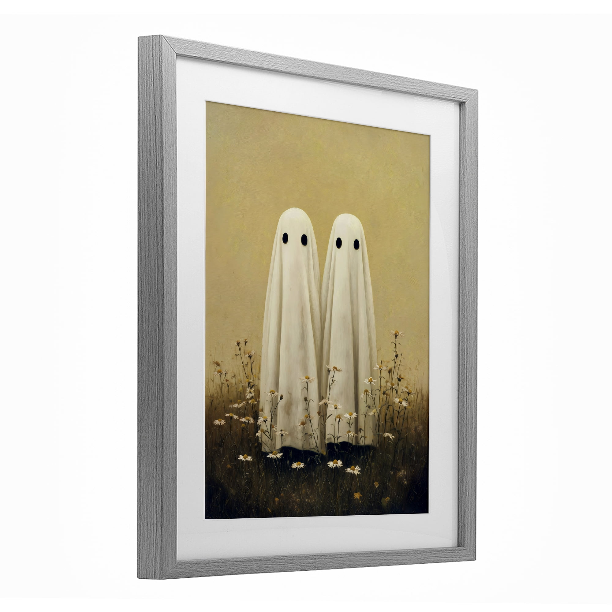 Daisy Ghost Couple Gray Framed Print Under Glass, design by Arlington Prints