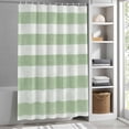 thumbnail image 6 of Shower Curtains for Bathroom-72"x72",Sage Green Linen Striped Waterproof Bath Curtain Grommet Shower Curtain Set with Hooks, 6 of 9
