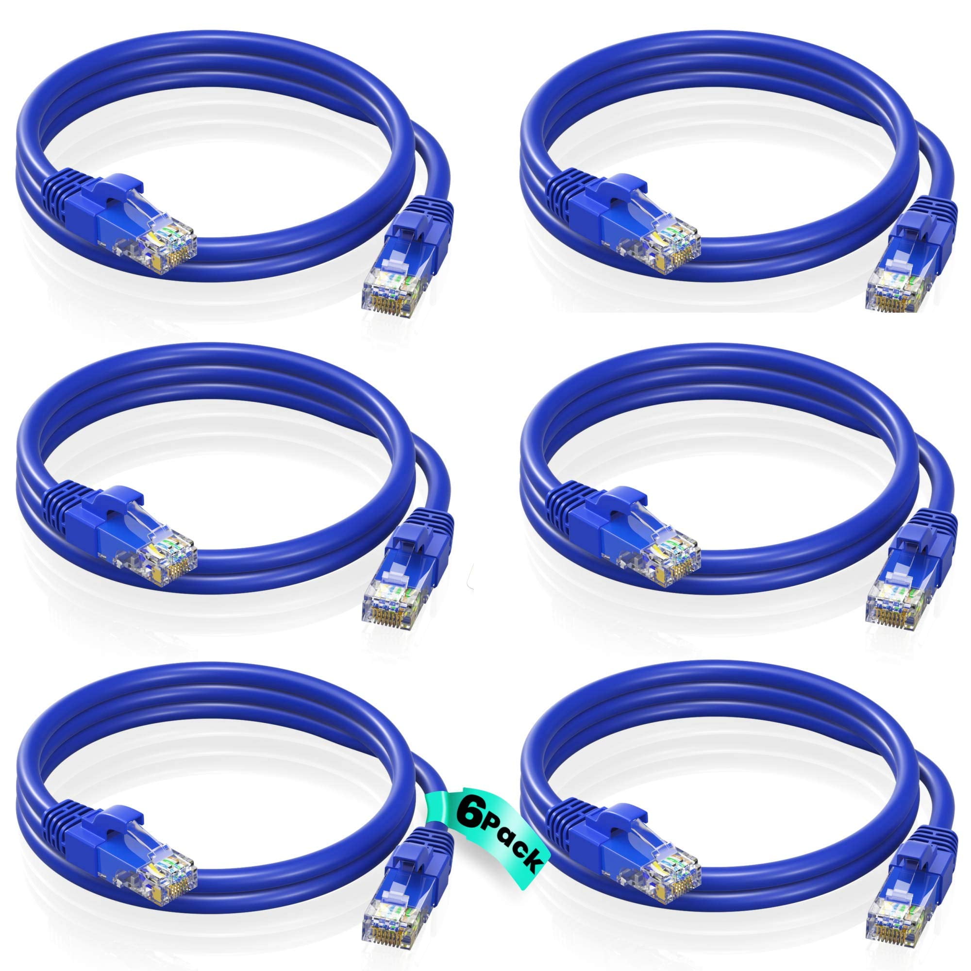 10 Pack 2FT Cat6 Blue Ethernet Network Patch Cable RJ45 Lan Wire 2 Feet 