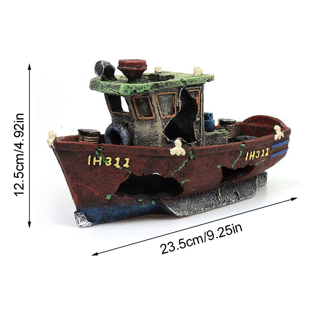 Fish Tank Landscaping Simulation Aquatic Shipwreck Aquarium Decoration Shipwreck