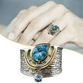 thumbnail image 2 of CILENON Fashion Two Tone 925 Silver Rings For Women Jewelry Aquamarine Ring Size 6-10 (Blue9,9), 2 of 2