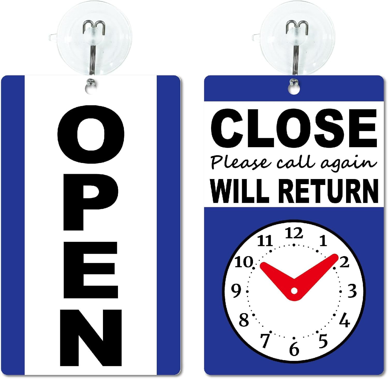 Unbranded Durable Plastic Open and Closed Sign with Clock , Blue