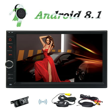 Android 8.1 Oreo System Car Stereo for Double Din 7 Inch Capacitive Touch Screen Quad Core 2G+16G Support WiFi OBD2 1080P Screen Mirror GPS Bluetooth Multiple Language Wallpaper with Rear View (Best Android Home Screen Wallpapers)