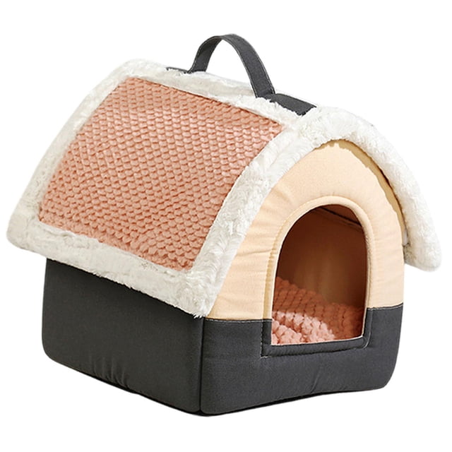 Casa para perros y gatos, accesorios para mascotas, nido antideslizante para gatos y cachorros Techo de L rosa