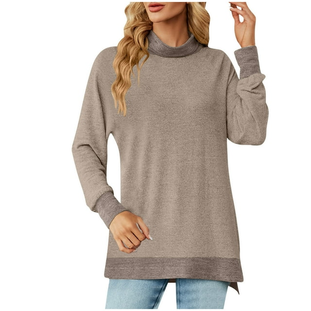 Women's Tunic Tops Long Sleeve Shirts Turtleneck Trendy Lightweight Pullover Sweaters