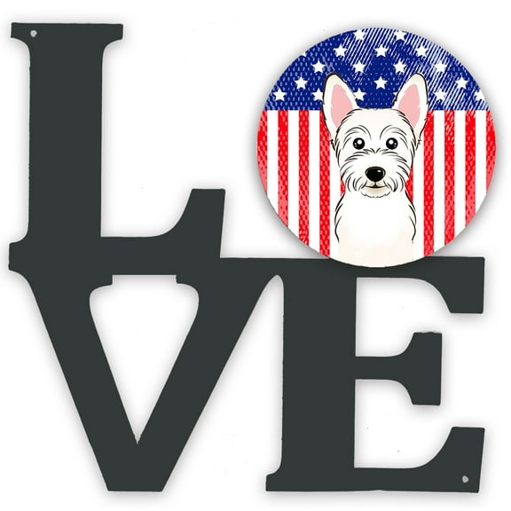 Carolines Treasures BB2156WALV American Flag and Westie Metal Wall Artwork LOVE 12X12 multicolor