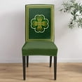 thumbnail image 4 of St Patrick Dining Room Chair Covers Stretch Parsons Chair Slipcovers Set of 6&nbsp; Shamrocks Texture Green Removable Seat Chair Cover Protector for Kitchen/Hotel/Wedding, 4 of 6