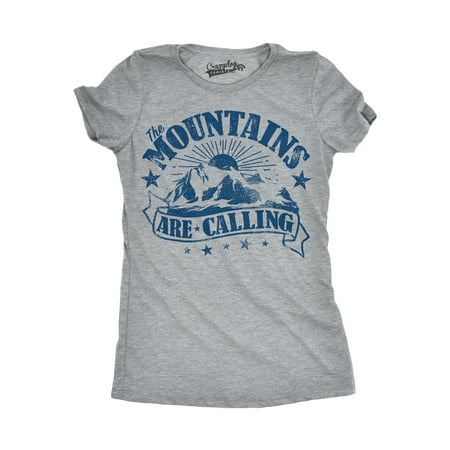 Womens The Mountains Are Calling Cool Sunset Vintage Rockies Funny Hiking Nature T