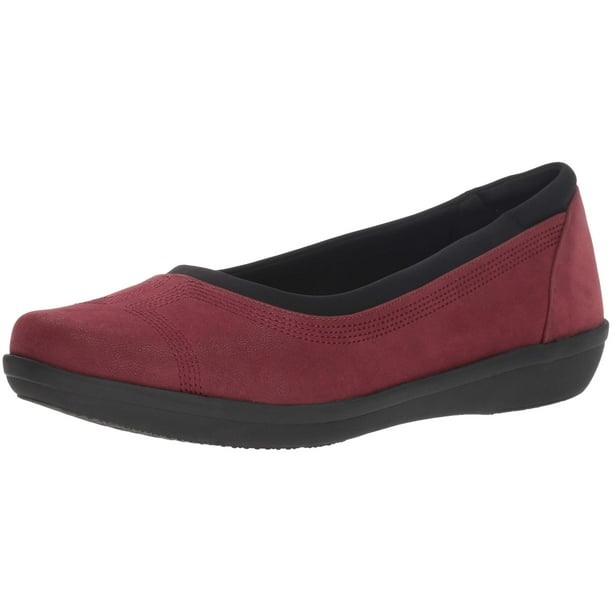 Clarks - clarks women's ayla low ballet flat, burgundy synthetic nubuck ...