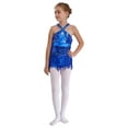 thumbnail image 4 of Aislor Sequins Latin Dance for Girls Ballet Dress for Lyrical Jazz Rumba Chacha Samba Ballroom Dancewear A Blue 12, 4 of 7