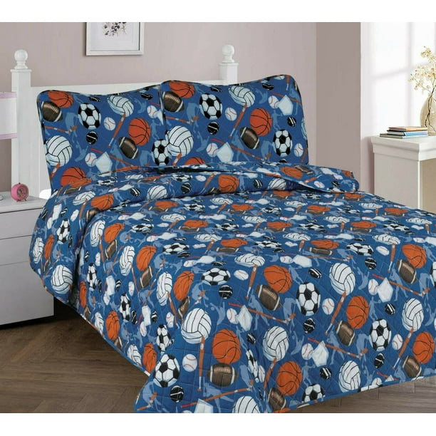 2 Pc Twin Sport Bed Cover Bedspread Coverlet Quilt Set For Kids
